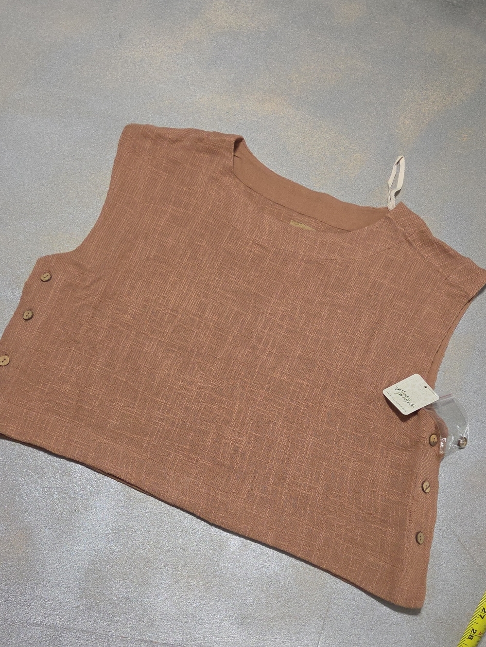 Free People Side-Button Cropped Tank in Dusty Rose 100% Cotton